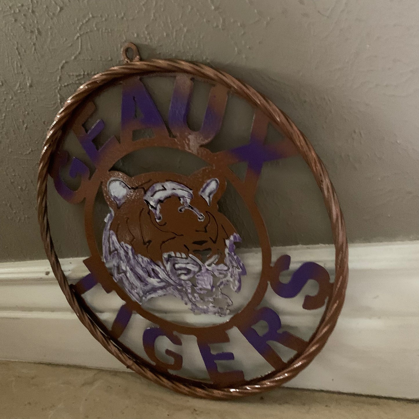 12",18",24",32" GEAUX TIGERS CUSTOM VINTAGE METAL CRAFT TEAM WALL ART HANDMADE