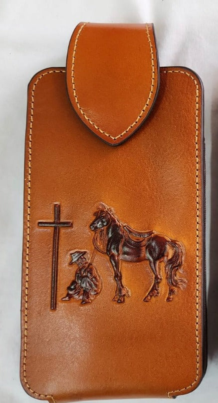 7" LEATHER HOLSTER POUCH WESTERN PHONE CRAFT EXTRA LARGE  BELT LOOP HOLSTER CELL PHONE CASE UNIVERSAL OVERSIZE