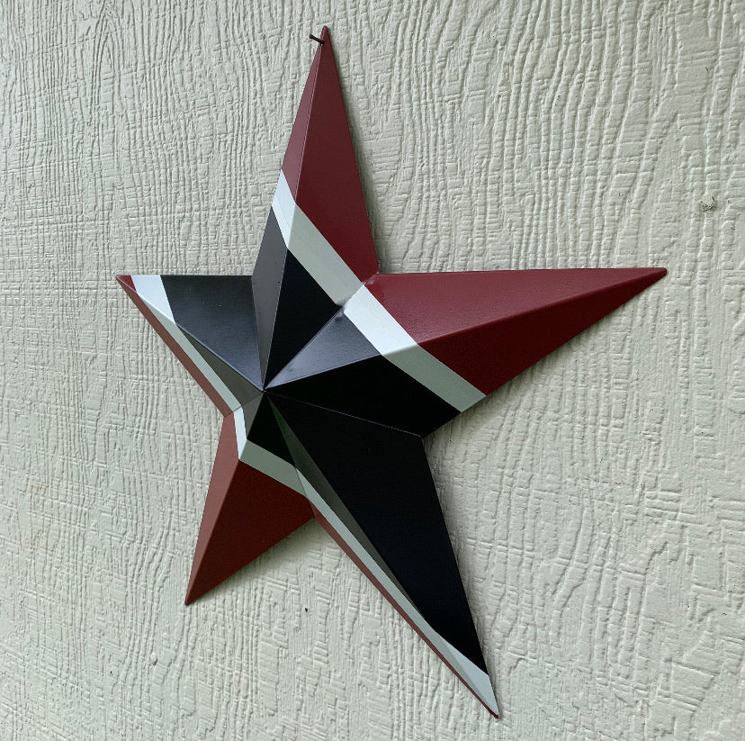 TRINIDAD FLAG STAR RED BLACK & WHITE METAL BARN FLAG STAR METAL WALL ART WESTERN HOME DECOR HANDMADE #EH10476