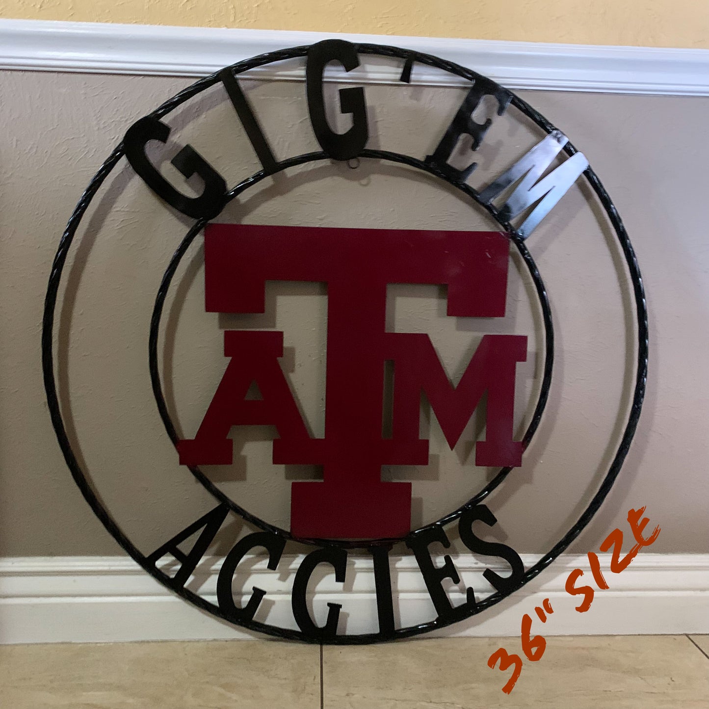 GIGEM AGGIES CUSTOM METAL VINTAGE CRAFT SIGN TEAM WESTERN HOME DECOR HANDMADE