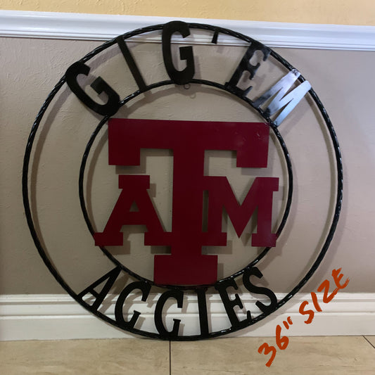 GIGEM AGGIES CUSTOM METAL VINTAGE CRAFT SIGN TEAM WESTERN HOME DECOR HANDMADE