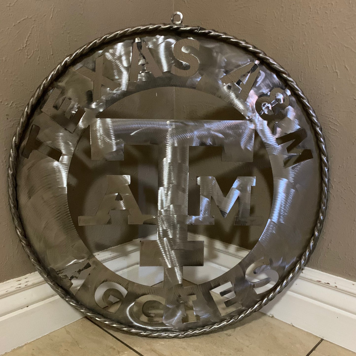 TEXAS A&M WIDE BAND RAW METAL CUSTOM VINTAGE CRAFT WALL ART TEAM SIGN HANDMADE