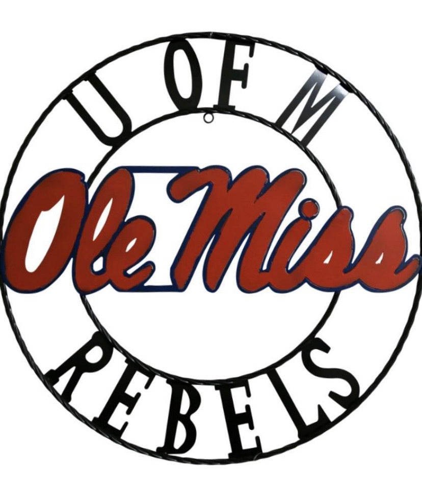 OLE MISS REBELS MISSISSIPPI CUSTOM METAL VINTAGE CRAFT TEAM SIGN WESTERN HOME DECOR HANDMADE