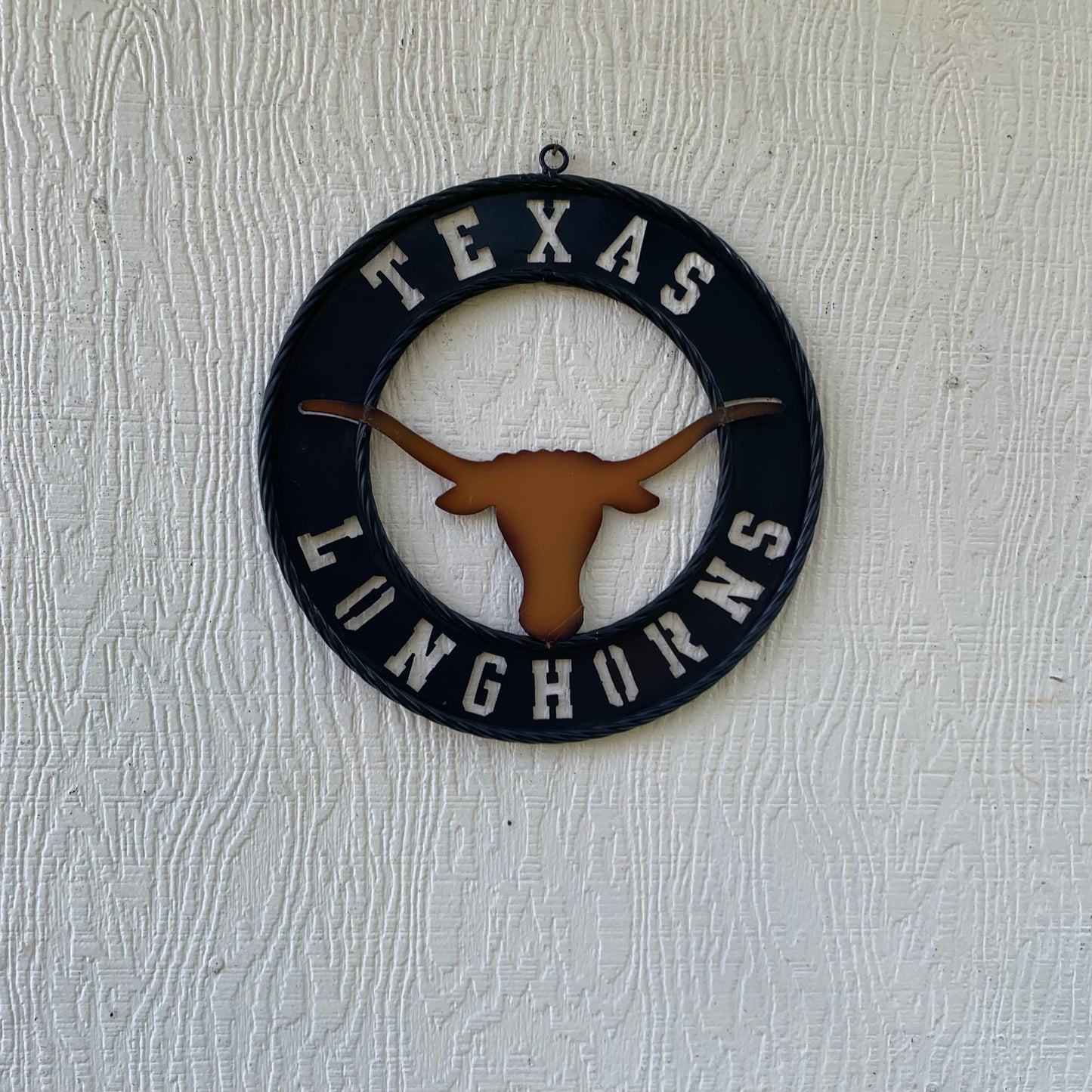TEXAS LONGHORNS WIDE BAND RING METAL CUSTOM VINTAGE CRAFT WALL ART TEAM SIGN HANDMADE