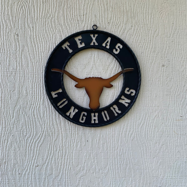 TEXAS LONGHORNS WIDE BAND RING METAL CUSTOM VINTAGE CRAFT WALL ART TEAM SIGN HANDMADE