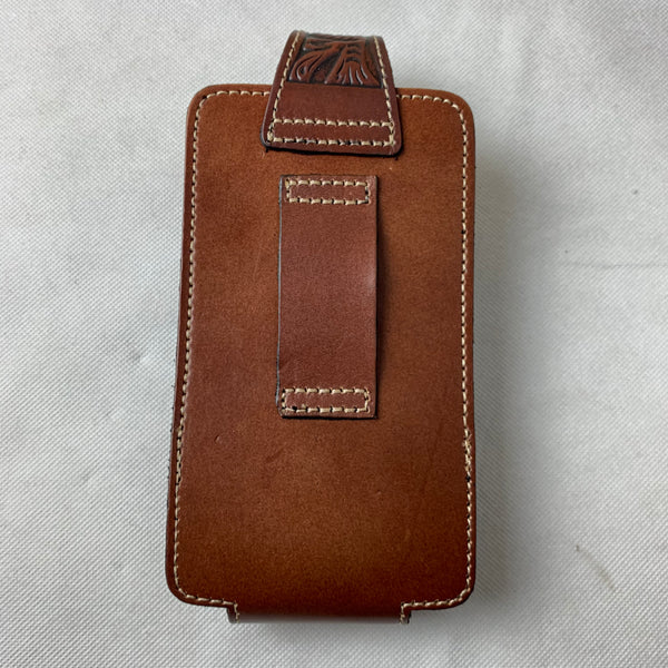 #WS344D 7" COWBOY PRAYER CROSS COFFEE BROWN  LEATHER POUCH EXTRA LARGE  BELT LOOP HOLSTER CELL PHONE CASE UNIVERSAL OVERSIZE--FREE SHIPPING