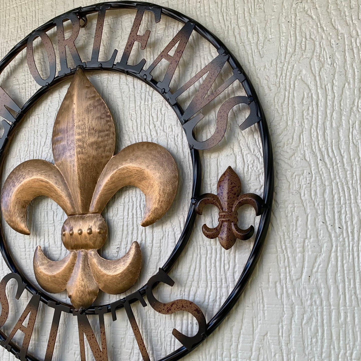NEW ORLEANS SAINTS METAL SIGN WALL ART WESTERN HOME DECOR GOLD & BLACK HANDMADE #EH10272