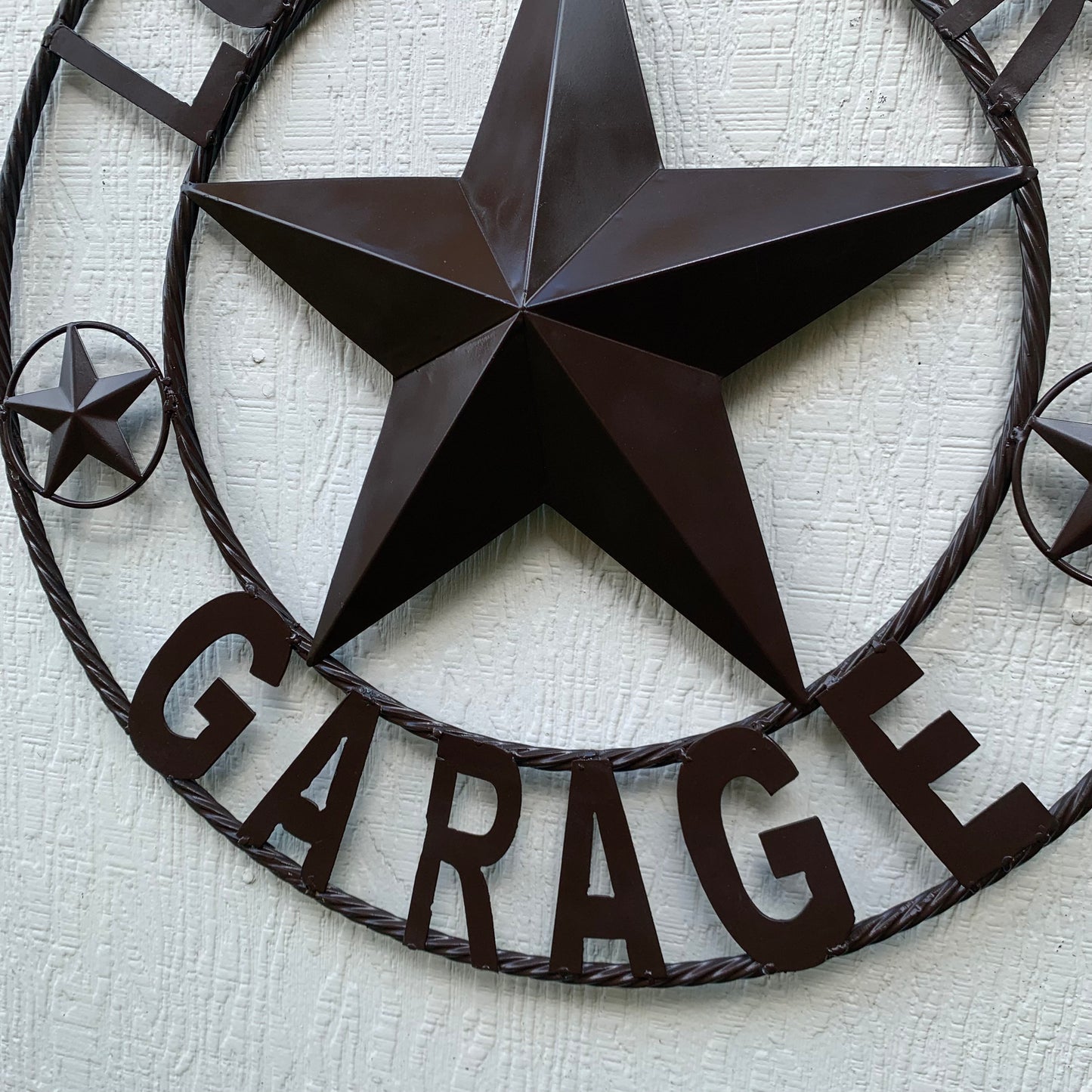 LONESTAR GARAGE STYLE CUSTOM BARN NAME STAR LONESTAR GARAGE METAL NAME BARN STAR WITH TWISTED ROPE RING 3d STAR ART WESTERN HOME DECOR RUSTIC BROWN