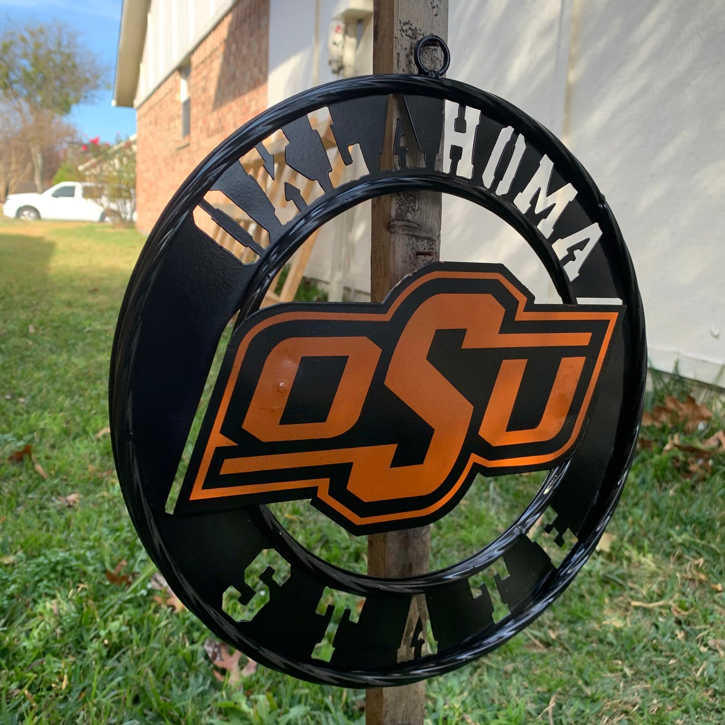 12" OSU OKLAHOMA STATE COWBOYS CUSTOM METAL VINTAGE CRAFT SIGN WESTERN HOME DECOR HANDMADE