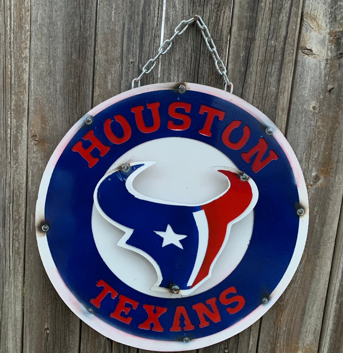 15" SPORTS CUSTOM DISC METAL VINTAGE CRAFT SIGN TEAM ART WESTERN HOME DECOR HANDMADE