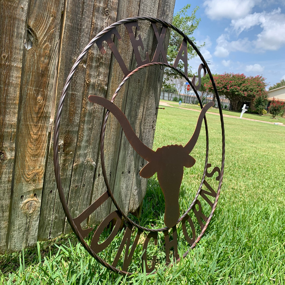 TEXAS LONGHORNS CUSTOM METAL VINTAGE CRAFT SIGN TEAM ART WESTERN HOME DECOR RUSTIC BRONZE HANDMADE #EH12565