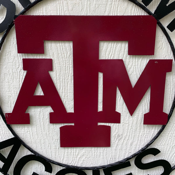 GIGEM AGGIES TEXAS A&M CUSTOM METAL VINTAGE CRAFT TEAM SIGN WESTERN HOME DECOR HANDMADE