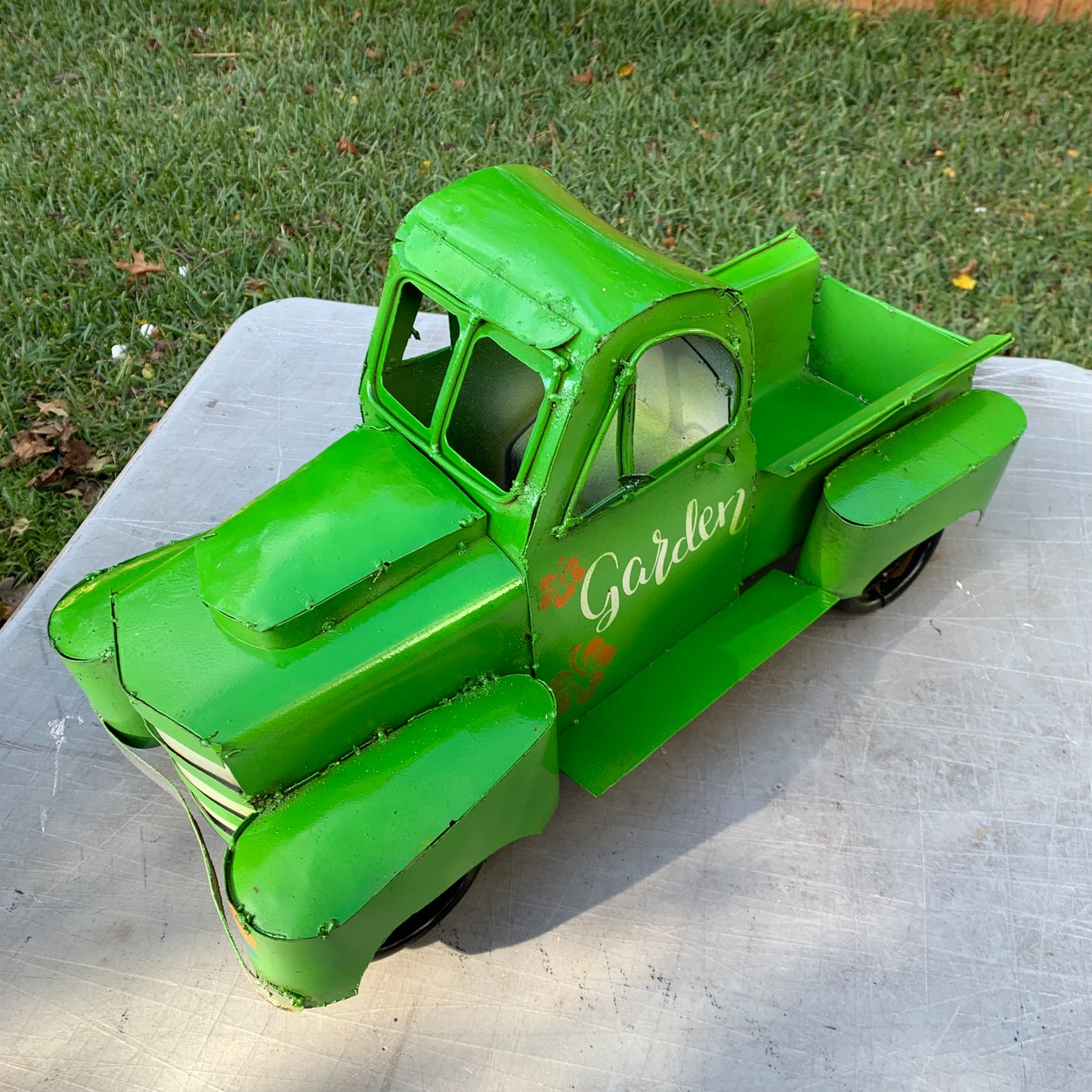 GARDEN GREEN 20" PICKUP TRUCK METAL ART GARDEN FIGURINE OUTDOOR & INDOOR GARDEN WESTERN HOME DECOR HANDMADE NEW SIZE 20"L x 10"W x 12" H #EH12523
