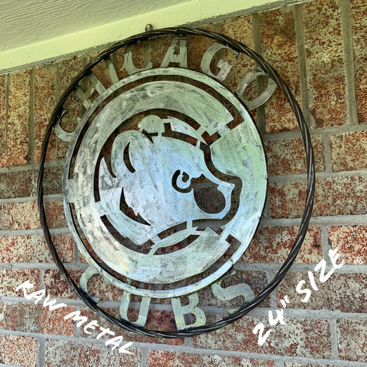 12", 18", 24", 32" CHICAGO CUBS CUSTOM RAW METAL VINTAGE CRAFT TEAM SPORTS SIGN HANDMADE