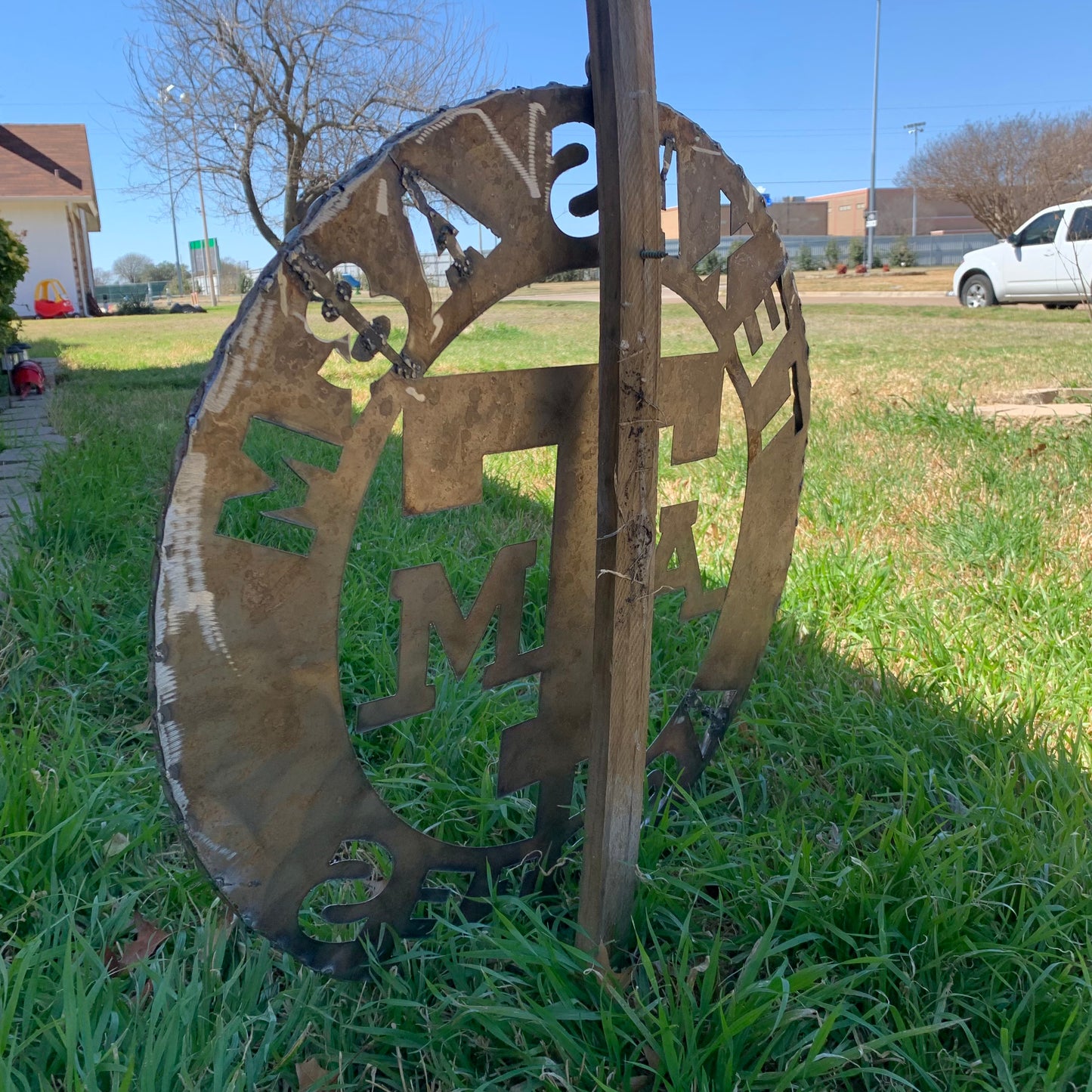 TEXAS A&M WIDE BAND RAW METAL CUSTOM VINTAGE CRAFT WALL ART TEAM SIGN HANDMADE