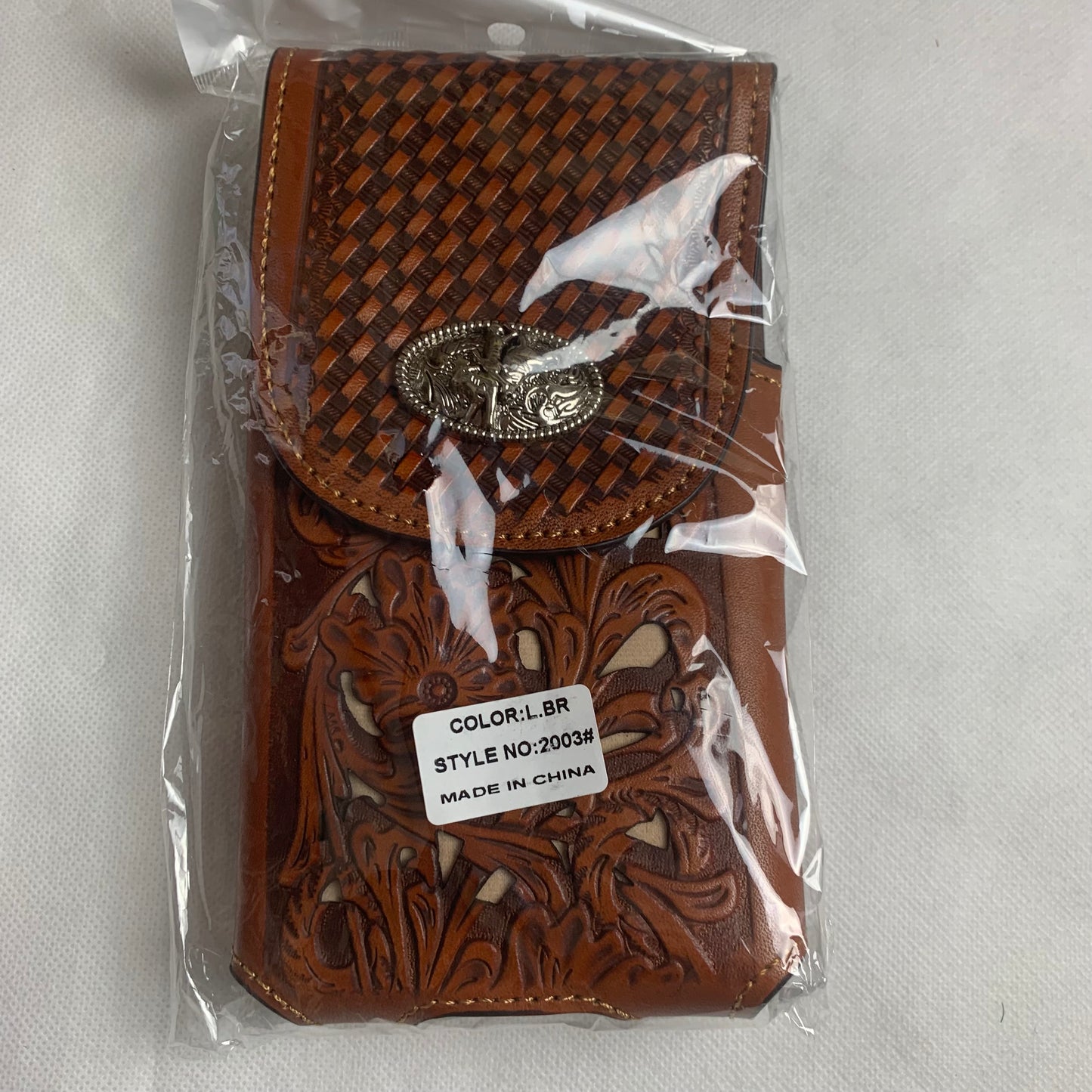 7.5" RODEO BULL RIDER TAN BEIGE LEATHER POUCH EXTRA LARGE  BELT LOOP HOLSTER CELL PHONE CASE UNIVERSAL OVERSIZE HANDMADE #EH12963