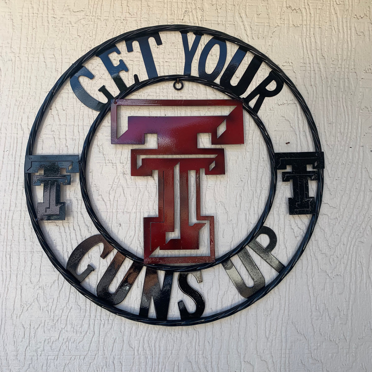 12", 18", 24", 32" GET YOUR GUNS UP TEXAS TECH CUSTOM METAL VINTAGE CRAFT TEAM SIGN