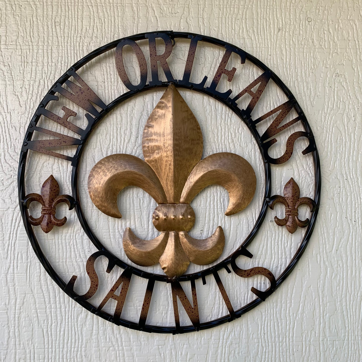 NEW ORLEANS SAINTS METAL SIGN WALL ART WESTERN HOME DECOR GOLD & BLACK HANDMADE #EH10272
