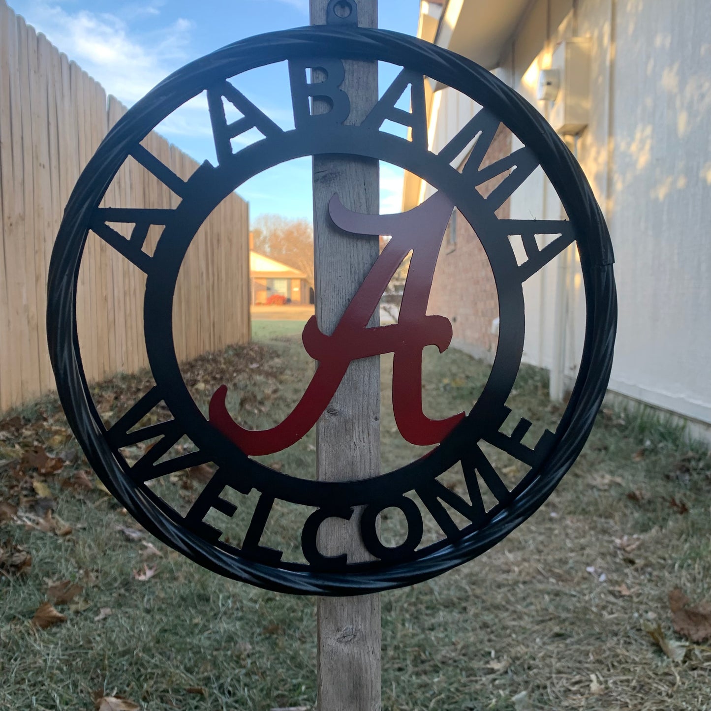ALABAMA WELCOME RED & BLACK CUSTOM METAL VINTAGE SIGN TEAM HANDMADE