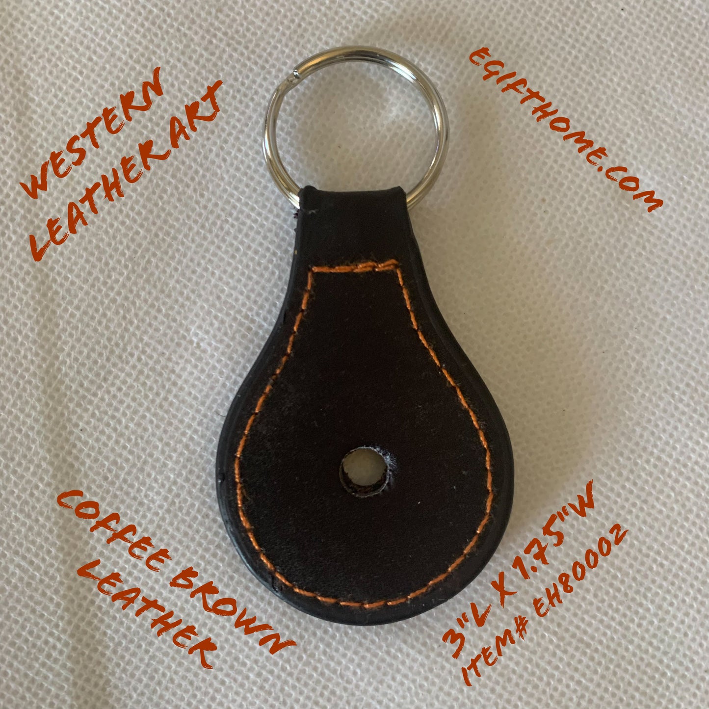 #EH80007 BLACK LEATHER KEYFOB KEYCHAIN WESTERN FASHION ART NEW--FREE SHIPPING