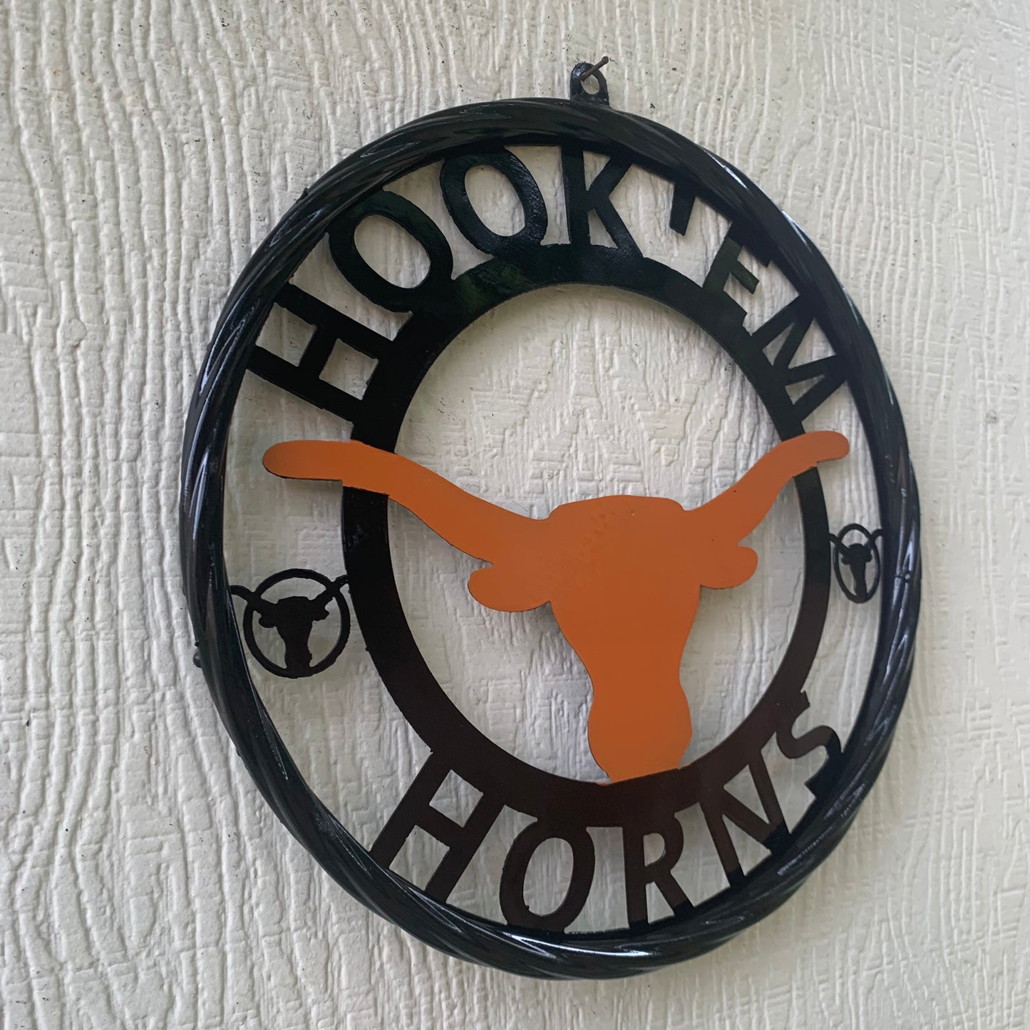 HOOKEM HORNS TEXAS LONGHORNS HOOK EM METAL CUSTOM VINTAGE CRAFT WALL ART TEAM SIGN HANDMADE