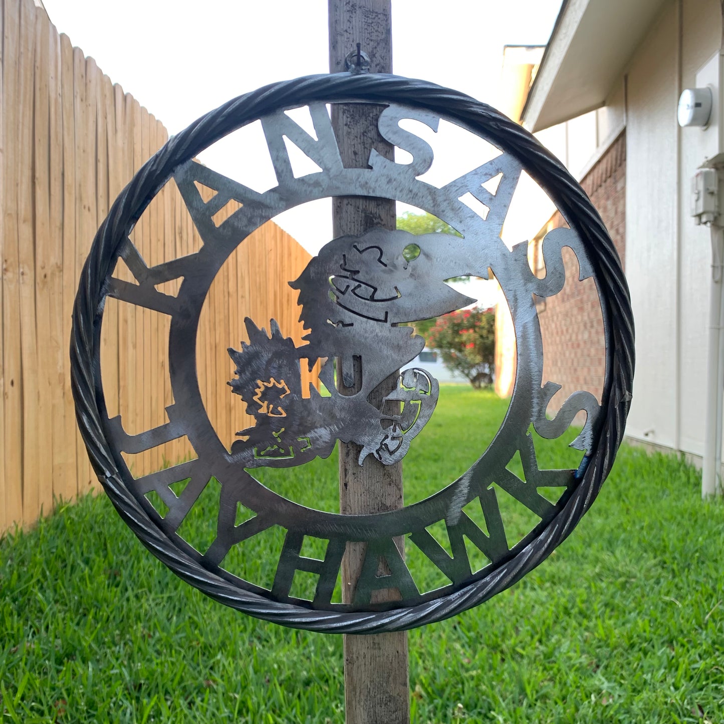 KANSAS JAYHAWKS RAW METAL CUSTOM VINTAGE CRAFT WALL ART TEAM SIGN HANDMADE