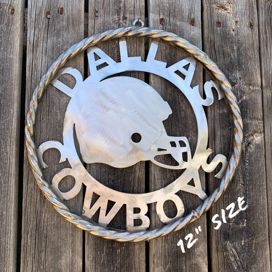 12", 18", 24", 32" DALLAS COWBOYS HELMET SIGN RAW METAL CUSTOM VINTAGE CRAFT WALL ART TEAM SIGN HANDMADE