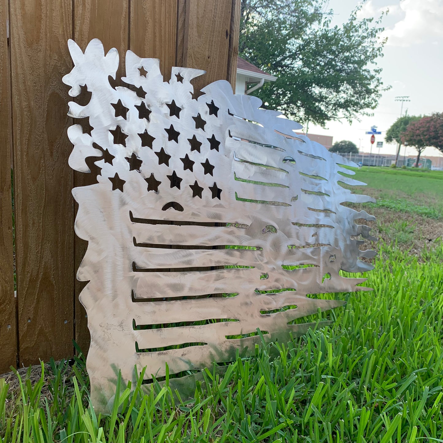 TATTERED USA AMERICAN FLAG RAW METAL LASERCUT HANDMADE WESTERN HOME DECOR BRAND NEW