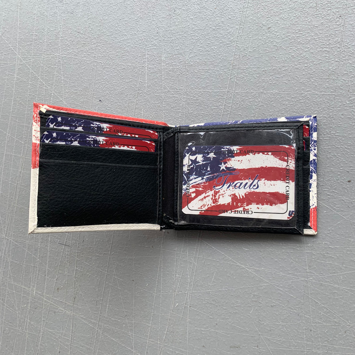5" USA FLAG RED WHITE BLUE WALLET LEATHER BIFOLD WALLET NEW