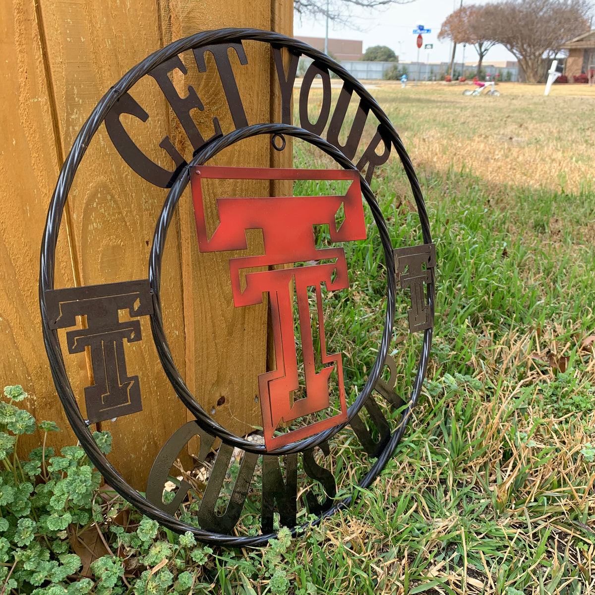 12", 18", 24", 32" GET YOUR GUNS UP TEXAS TECH CUSTOM METAL VINTAGE CRAFT TEAM SIGN