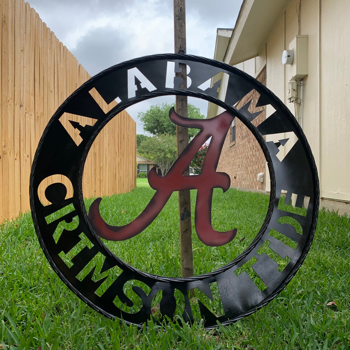 ALABAMA CRIMSON TIDE WIDE BAND RING CUSTOM METAL VINTAGE SIGN TEAM SPORTS HANDMADE