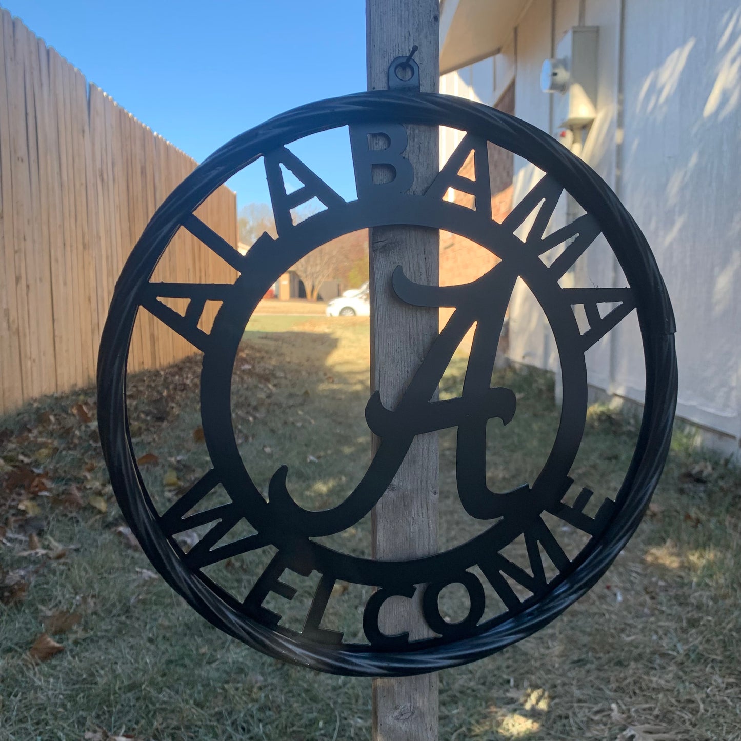ALABAMA WELCOME CUSTOM ALL BLACK METAL VINTAGE SIGN TEAM HANDMADE