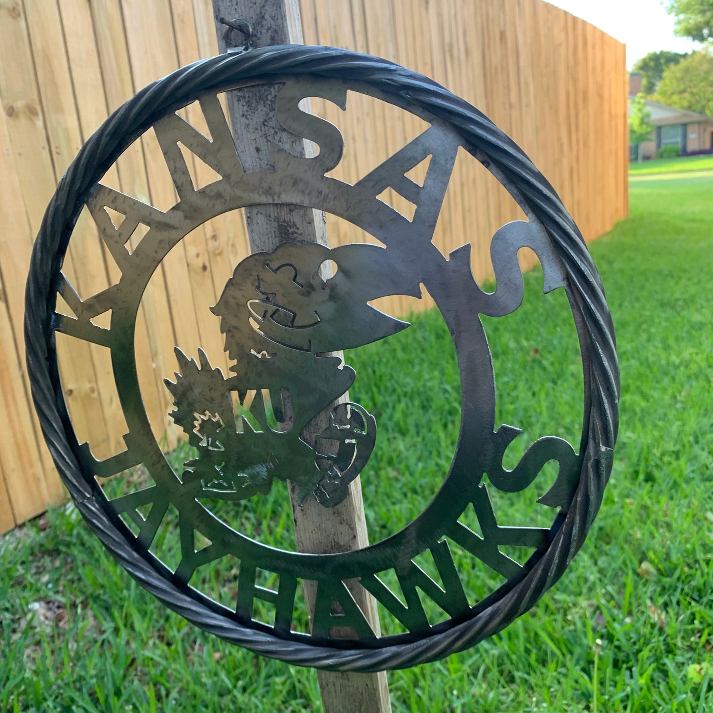KANSAS JAYHAWKS RAW METAL CUSTOM VINTAGE CRAFT WALL ART TEAM SIGN HANDMADE