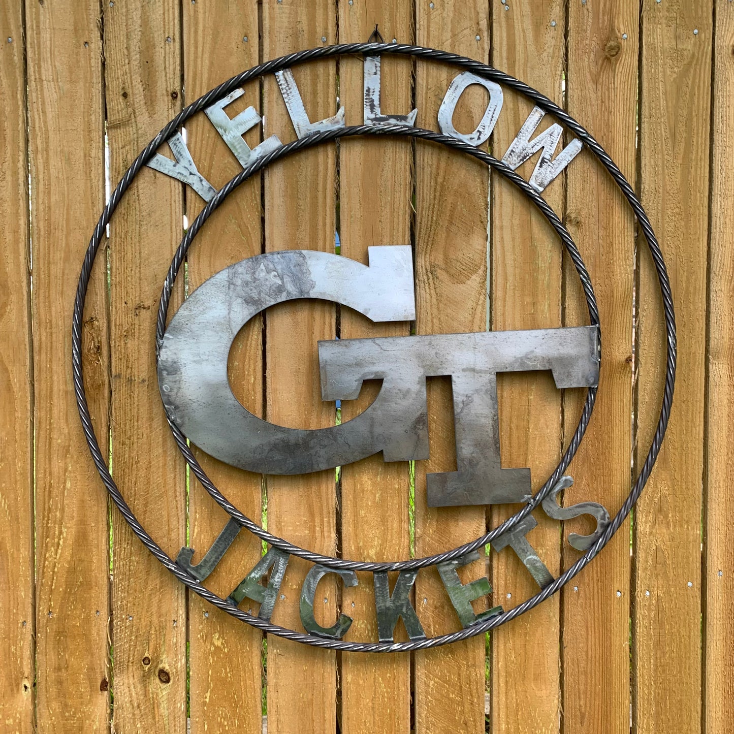 GEORGIA TECH YELLOW JACKETS CUSTOM RAW METAL VINTAGE CRAFT SIGN UNPAINTED HANDMADE 12",18",24",32",36"