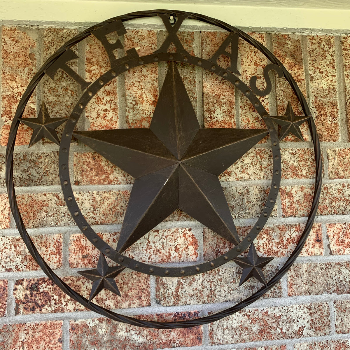 24" TEXAS BEADED COLIBROX BARN STAR METAL LONE STAR WESTERN HOME DECOR HANDMADE RUSTIC BRONZE COPPER NEW