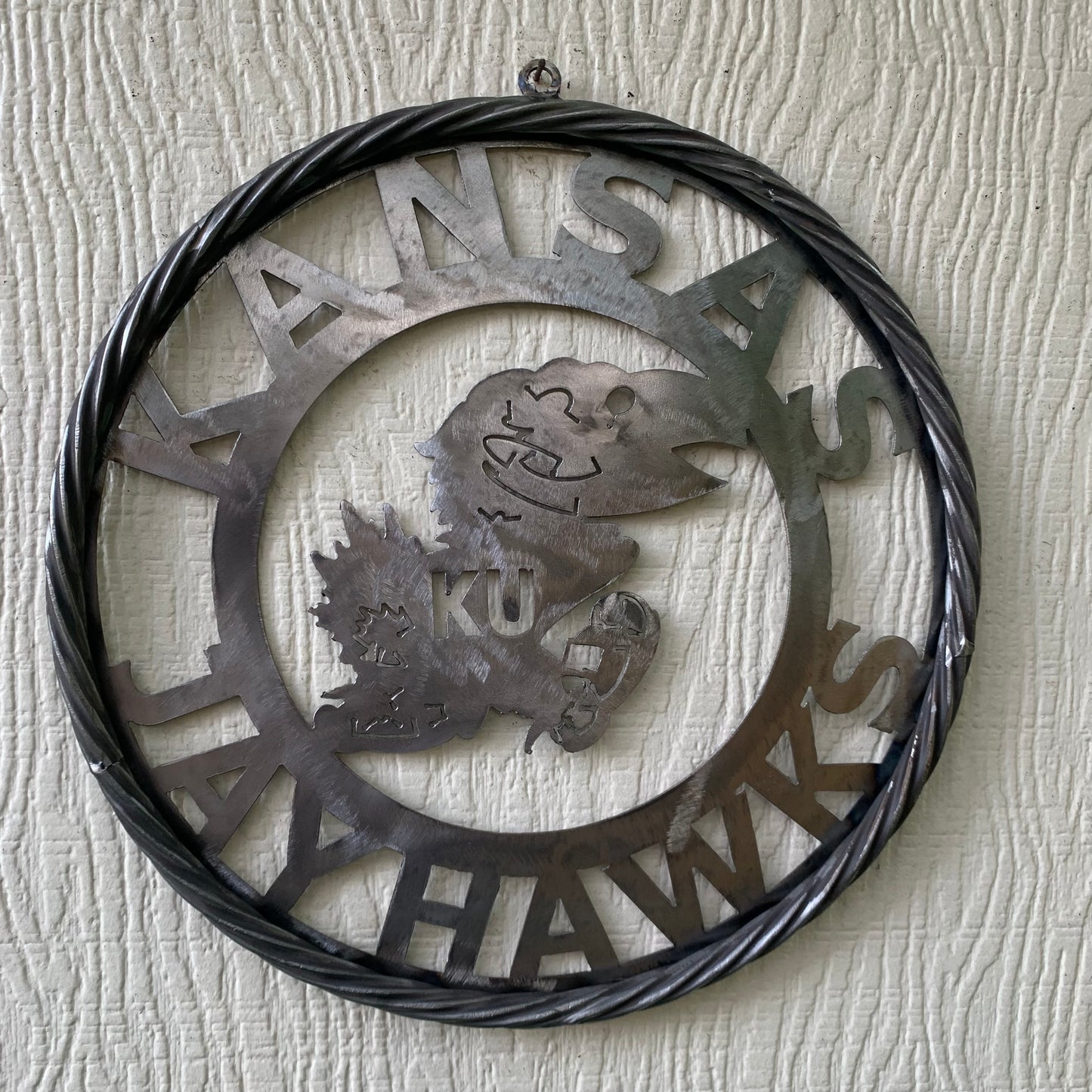 KANSAS JAYHAWKS RAW METAL CUSTOM VINTAGE CRAFT WALL ART TEAM SIGN HANDMADE