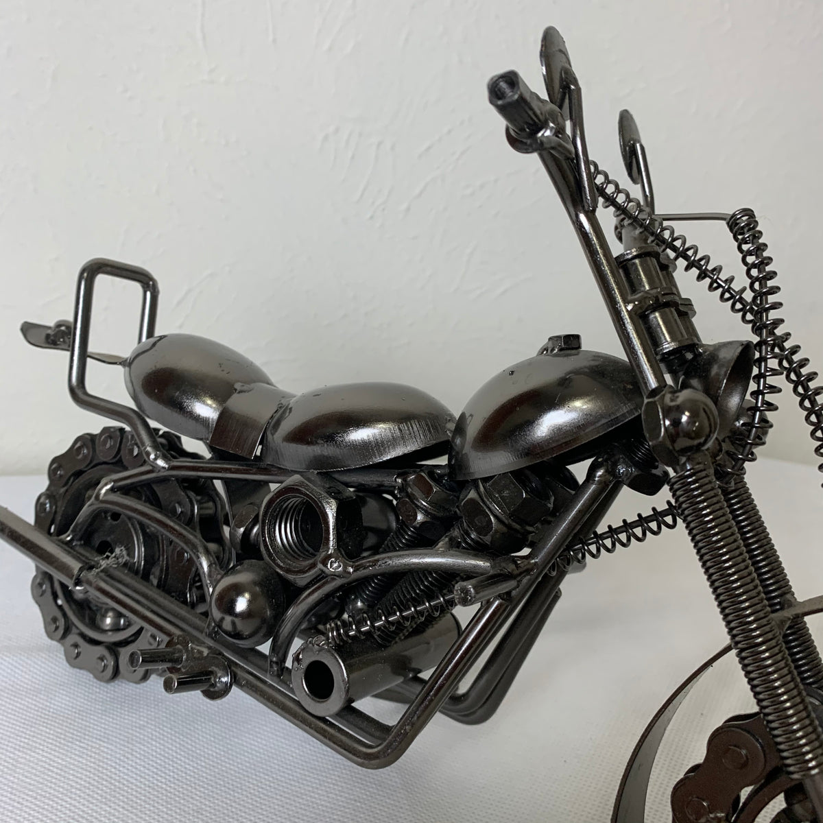 12" HARLEY STYLE MOTORCYCLE GUN METAL WESTERN HOME BAR DECOR NEW