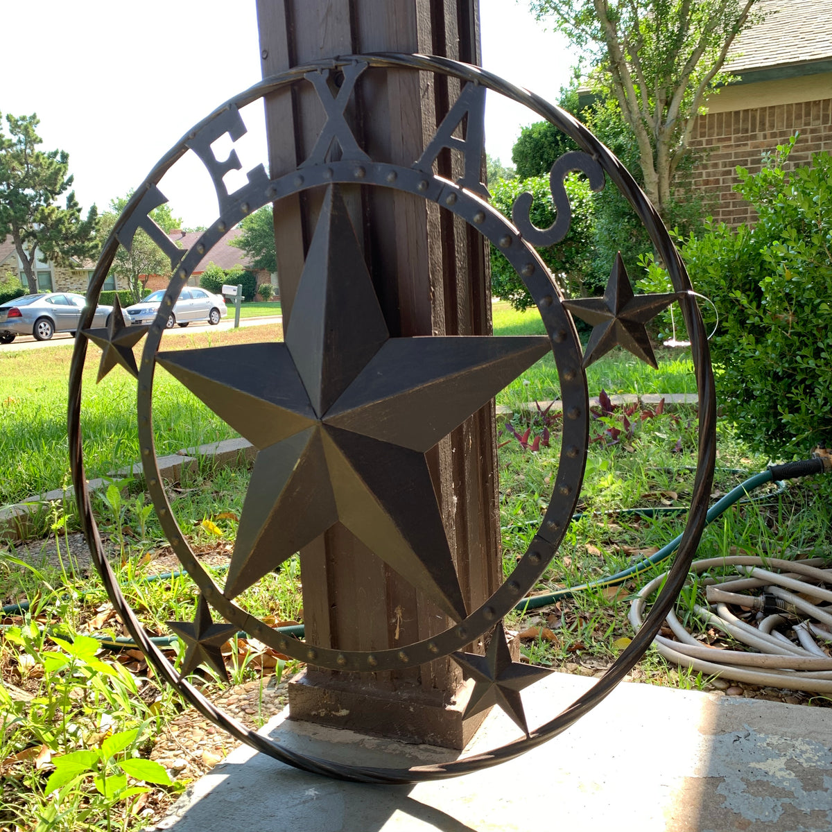 24" TEXAS BEADED COLIBROX BARN STAR METAL LONE STAR WESTERN HOME DECOR HANDMADE RUSTIC BRONZE COPPER NEW