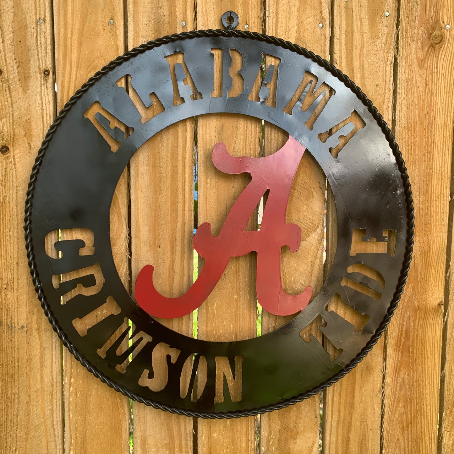 ALABAMA CRIMSON TIDE WIDE BAND RING CUSTOM METAL VINTAGE SIGN TEAM HANDMADE