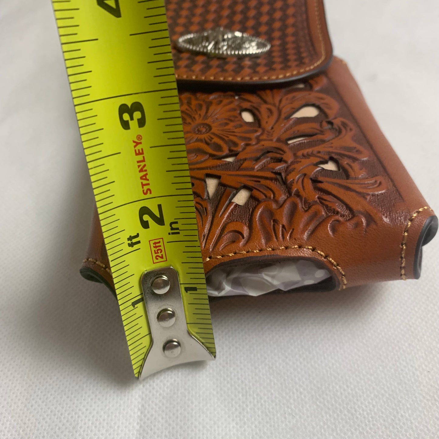 7.5" RODEO BULL RIDER TAN BEIGE LEATHER POUCH EXTRA LARGE  BELT LOOP HOLSTER CELL PHONE CASE UNIVERSAL OVERSIZE HANDMADE #EH12963