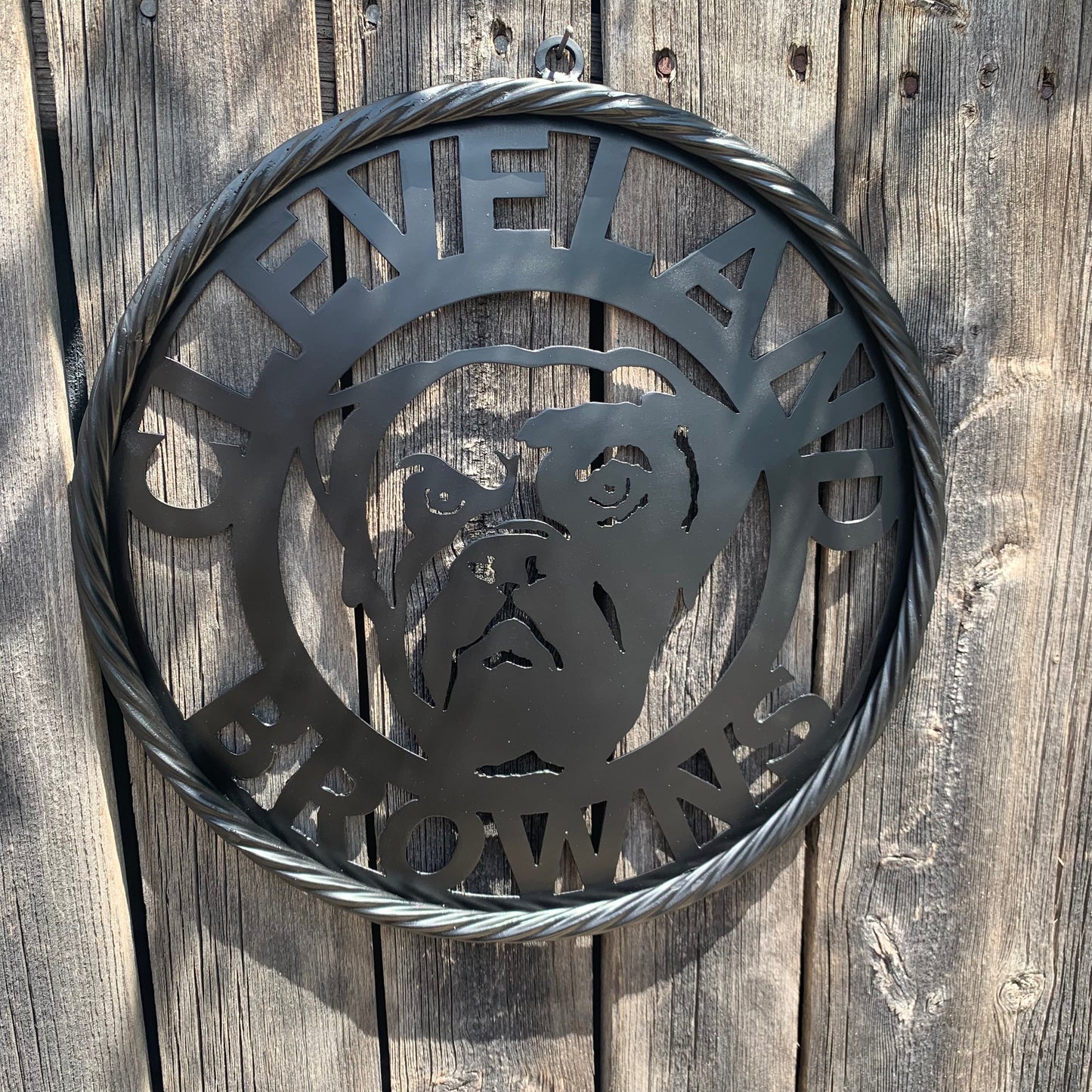 CLEVELAND BROWNS METAL CUSTOM VINTAGE CRAFT ART HANDMADE RUSTIC BLACK