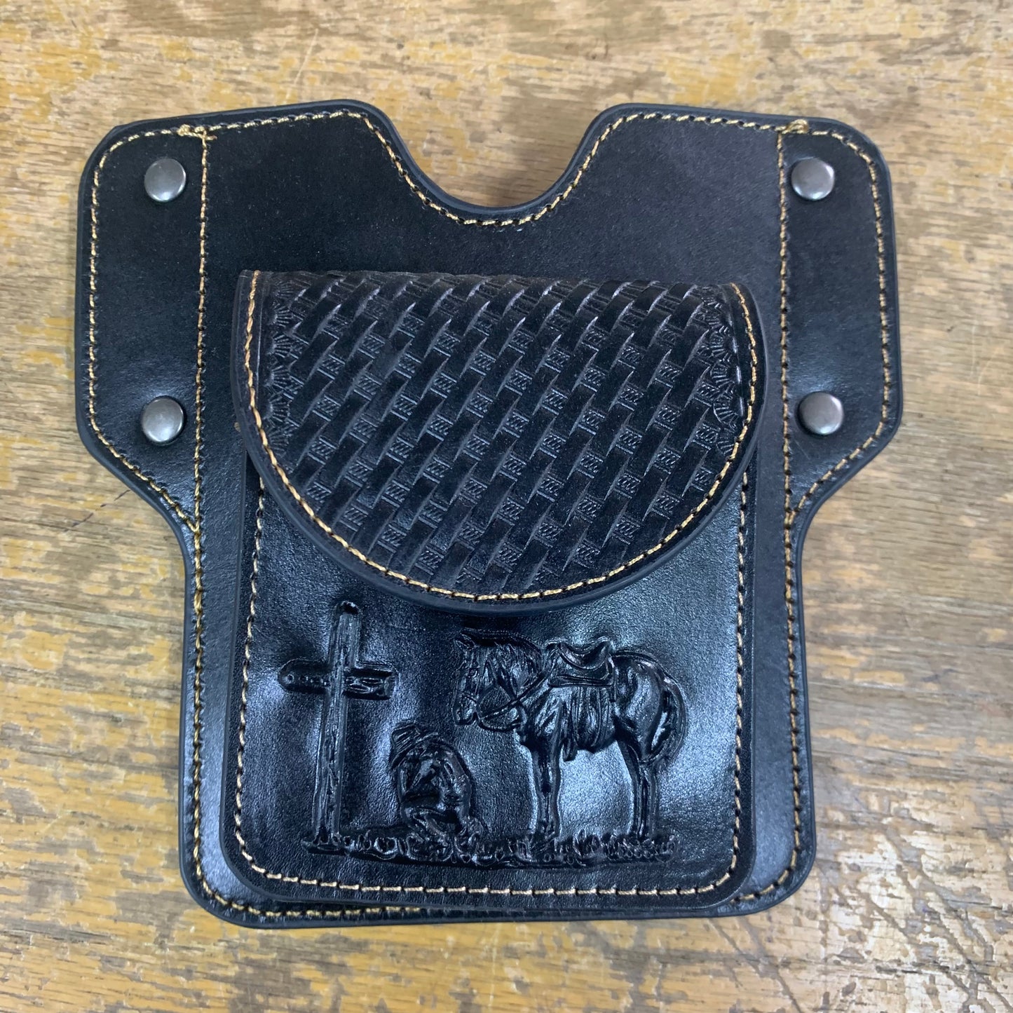 7" x 6" GENUINE LEATHER SHOOTING POUCH BELT LOOP HANDMADE NEW -- FREE SHIPPING