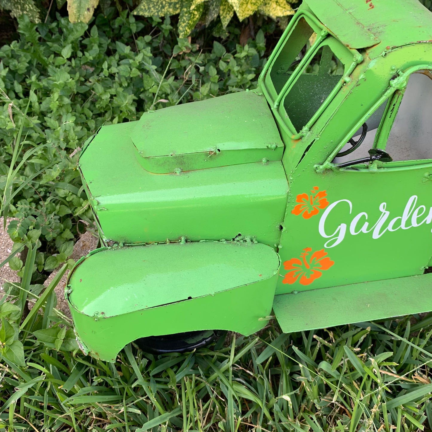 PICKUP TRUCK 20" METAL ART FIGURINE OUTDOOR & INDOOR GARDEN WESTERN HOME DECOR HANDMADE NEW: 20"L x 10"W x 12" H