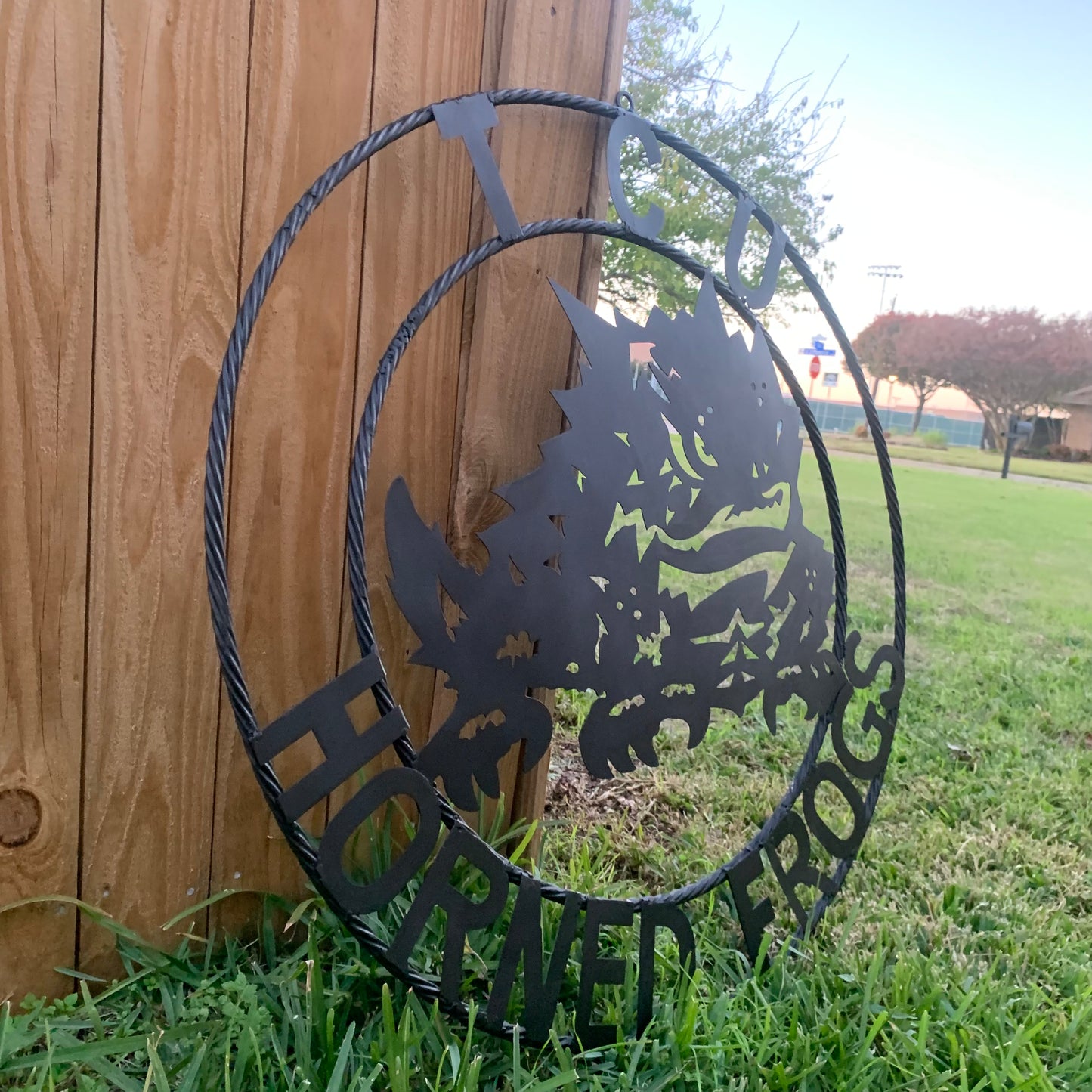 TCU HORNED FROGS BLACK CUSTOM METAL VINTAGE CRAFT TEAM SIGN HANDMADE
