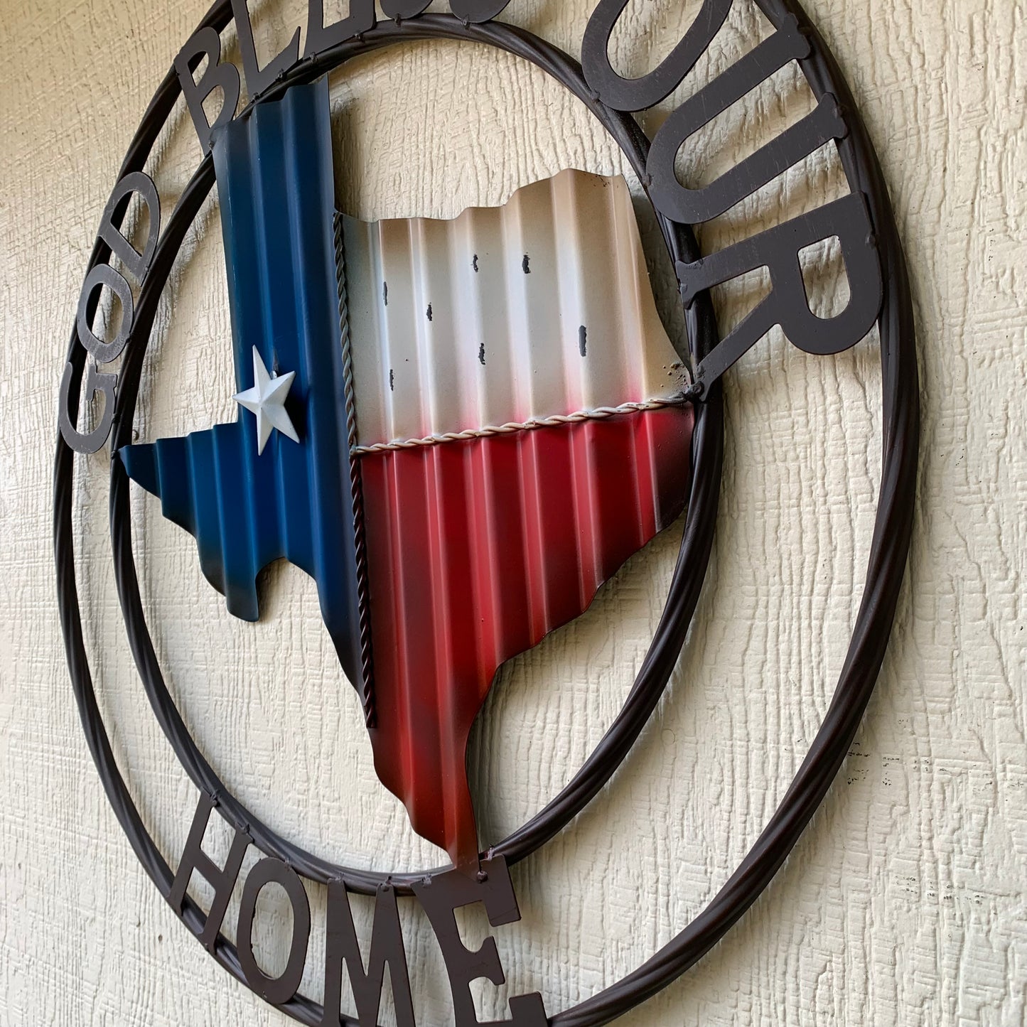 24" WAVY GOD BLESS PUR HOME STATE OF TEXAS METAL CRAFT SIN WESTERN HOME DECOR HANDMADE NEW #EH12970