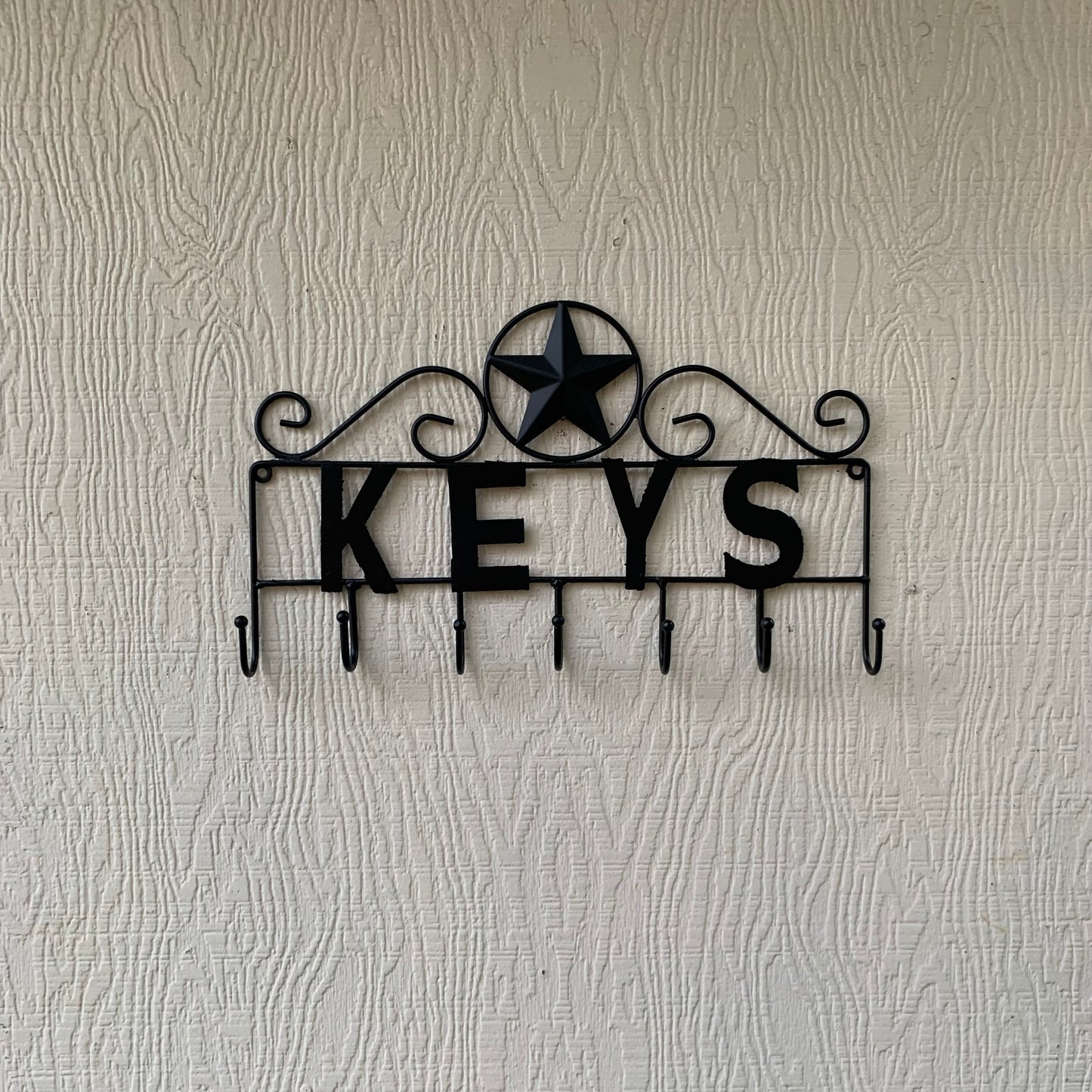 16"x10" LONESTAR KEYS HOLDER METAL HOOKS HANDMADE USA WALL ART METAL WESTERN HOME DECOR NEW BLACK
