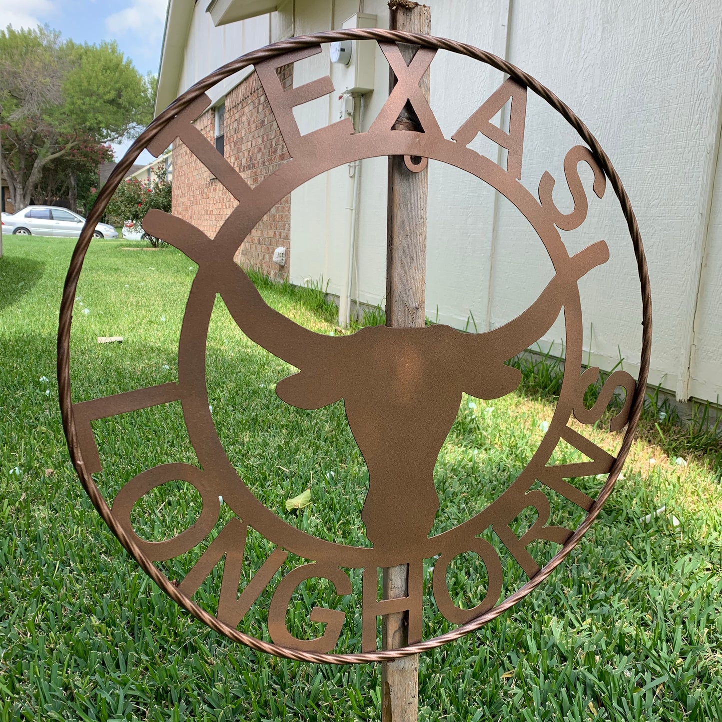 TEXAS LONGHORNS CUSTOM METAL VINTAGE CRAFT SIGN TEAM ART WESTERN HOME DECOR RUSTIC BRONZE #EH12552 12",18",24",36",50"