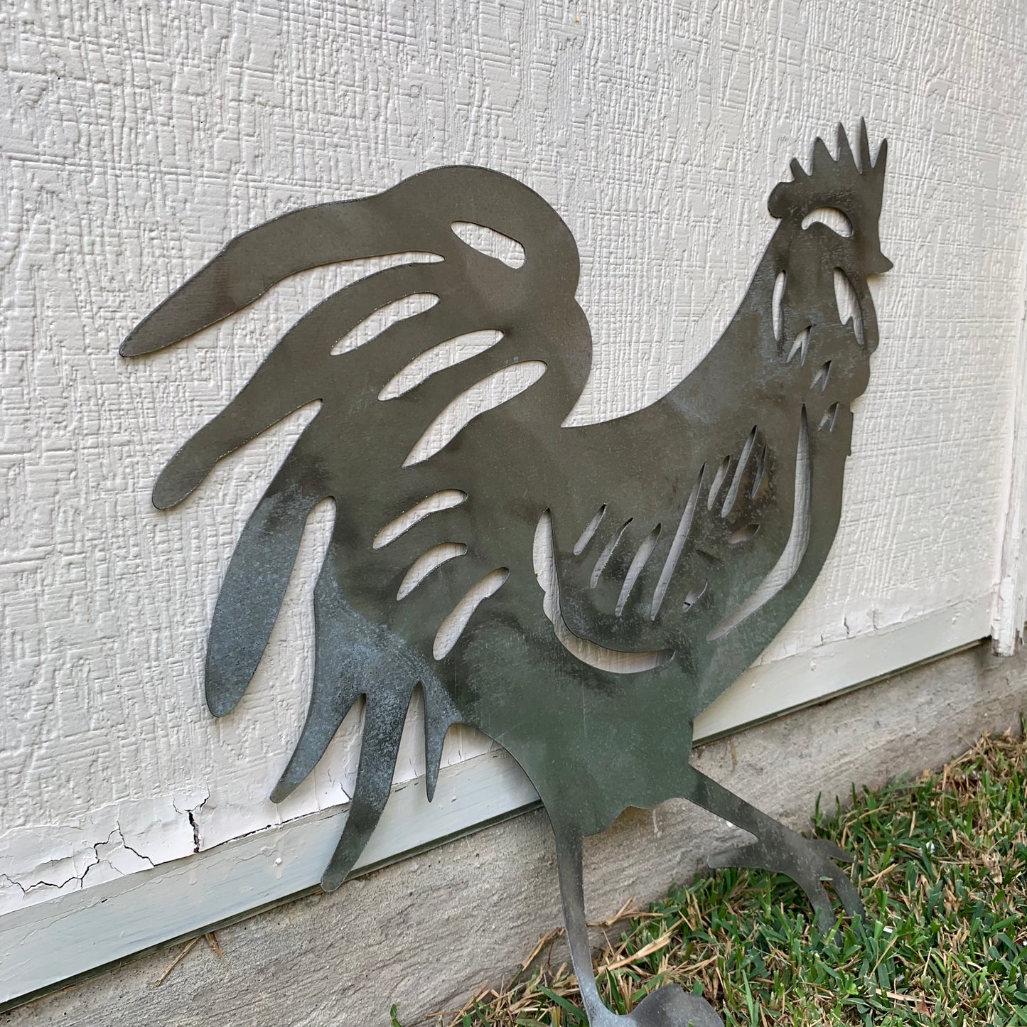 28"  X 28" CUSTOM ROOSTER LASERCUT ART WITH RING DESIGN WESTERN METAL ANIMAL ART HOME WALL DECOR BRAND NEW