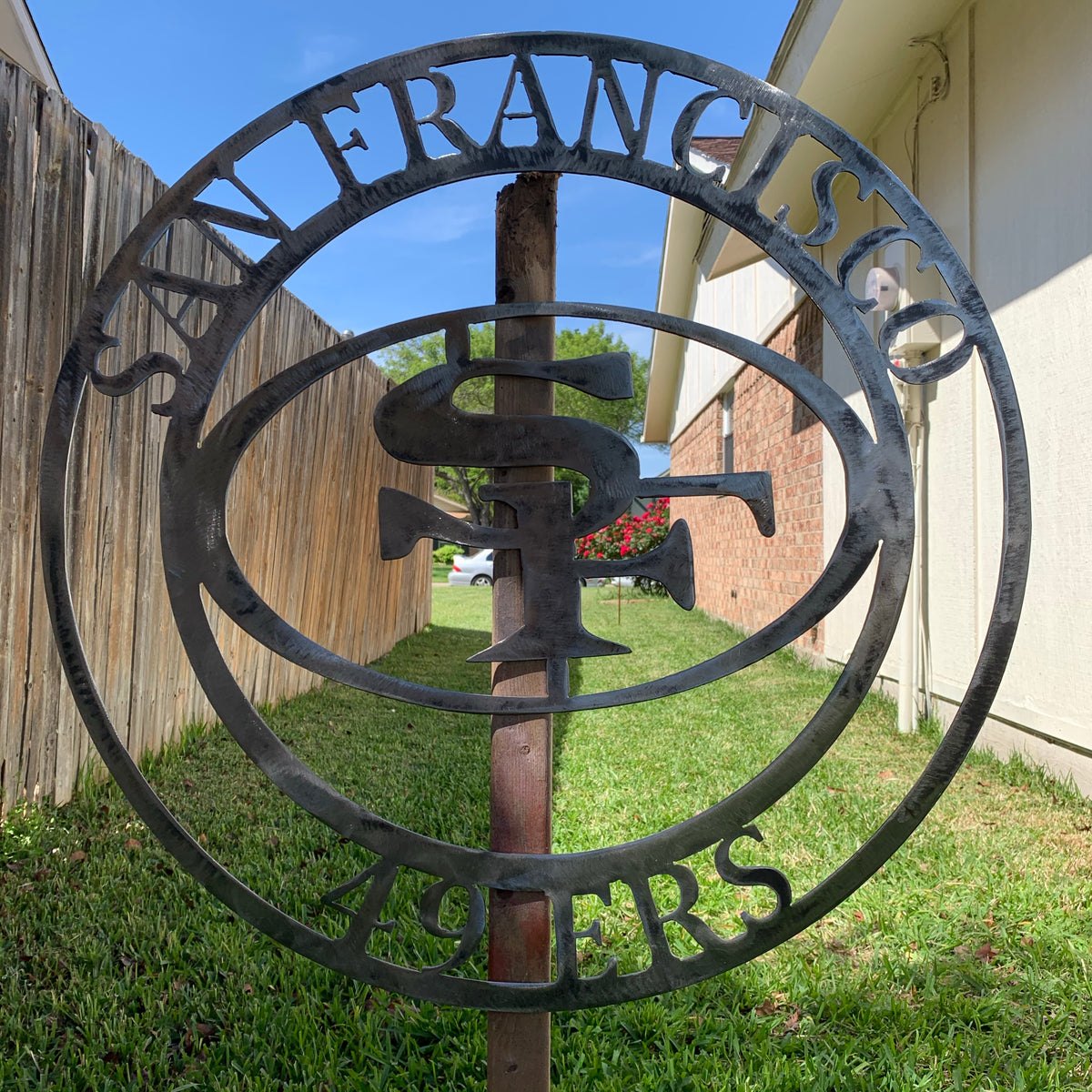 SAN FRANCISCO 49ERS METAL CUSTOM VINTAGE RAW METAL CRAFT TEAM SIGN HANDMADE 12",18",24",32",36",40",50"
