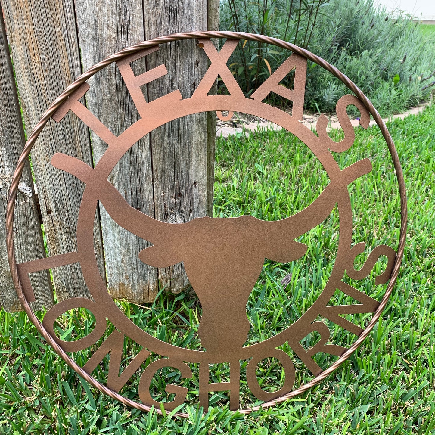 TEXAS LONGHORNS CUSTOM METAL VINTAGE CRAFT SIGN TEAM ART WESTERN HOME DECOR RUSTIC BRONZE #EH12552 12",18",24",36",50"